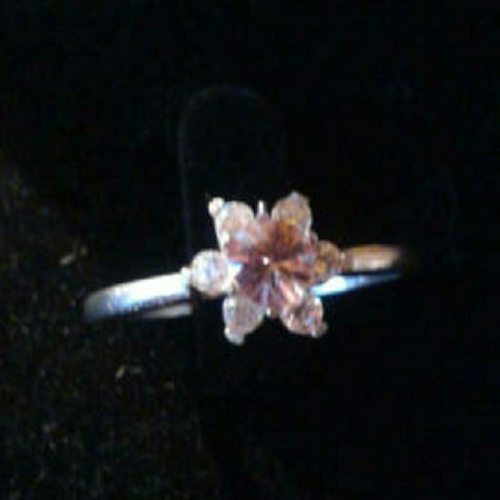 Natural Pink & White Zircon Engagement Ring